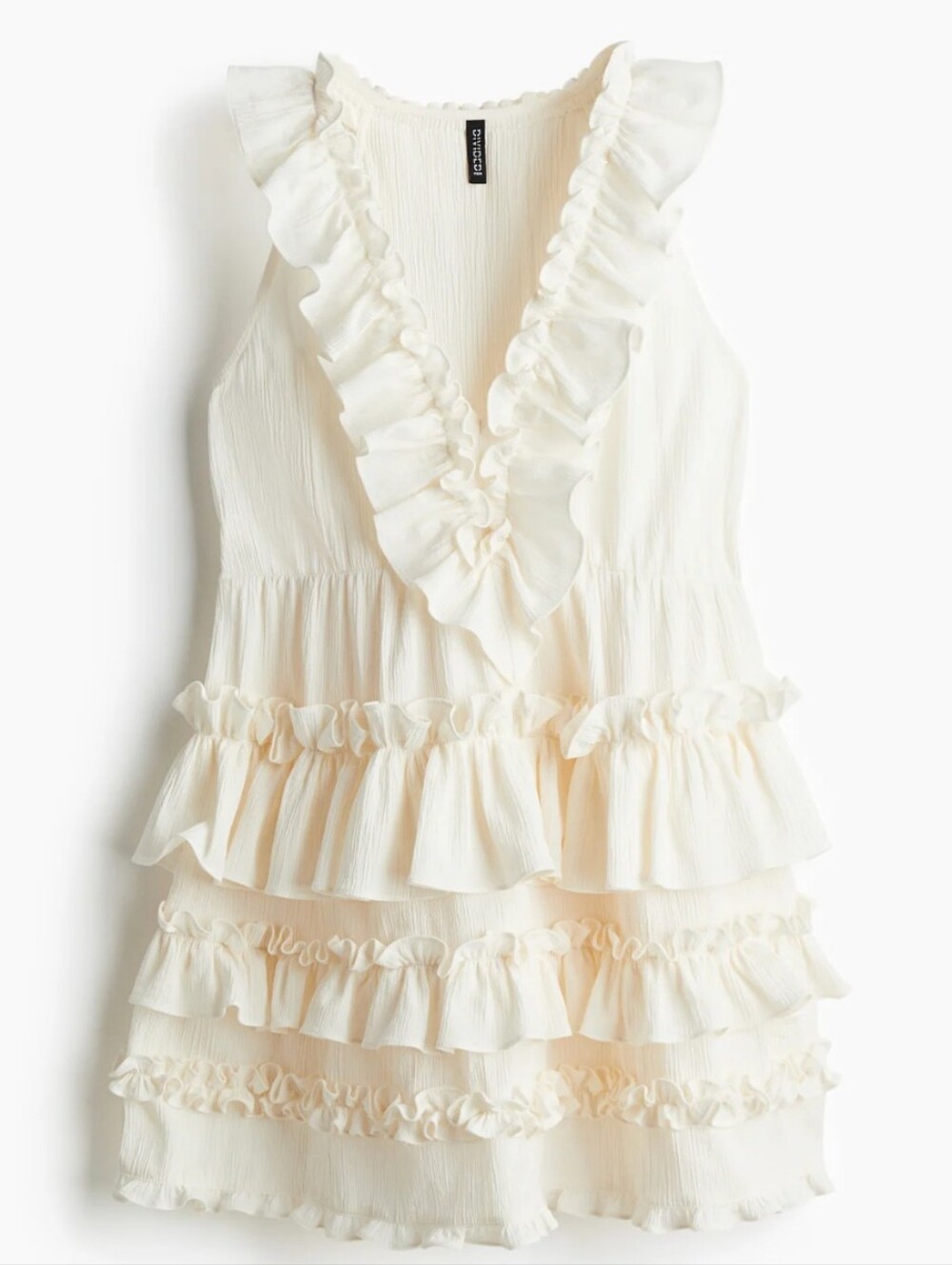 H&M Divided Frill trimmed dress. Large, Cream.